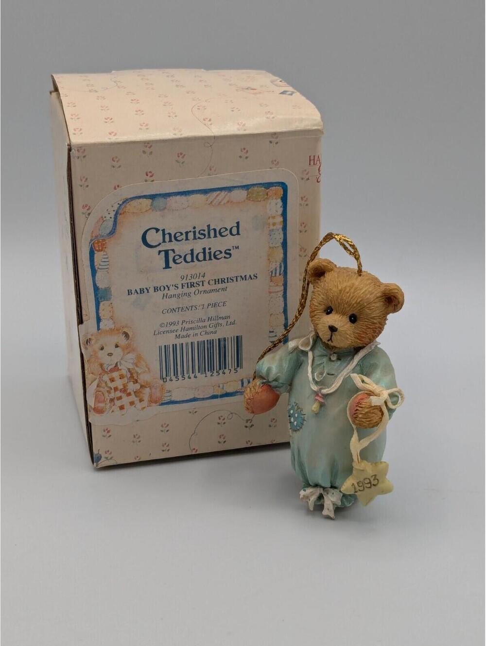 Cherished Teddies Baby Boy's First Christmas Hanging Ornament (913014) 1993